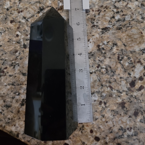 1.15LB 7" Natural Black Obsidian Obelisk Crystal Quartz Tower Point Energy| NEW - Picture 6 of 8